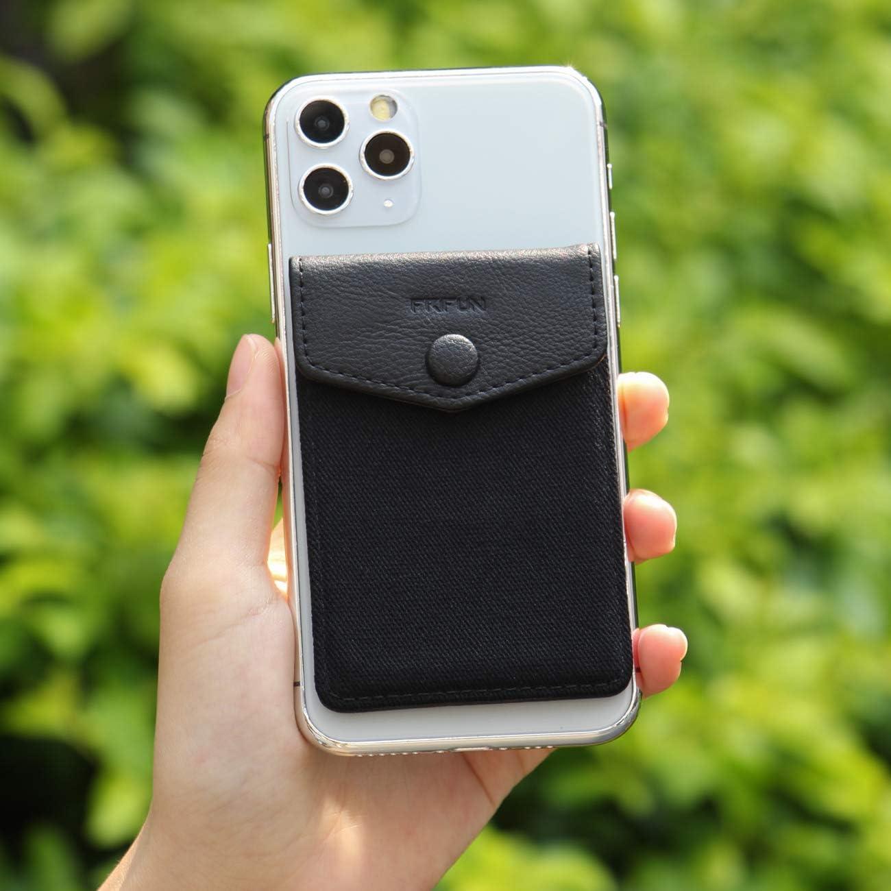 Billetera de cuero autoadhesiva FRIFUN para tarjetas - Negro