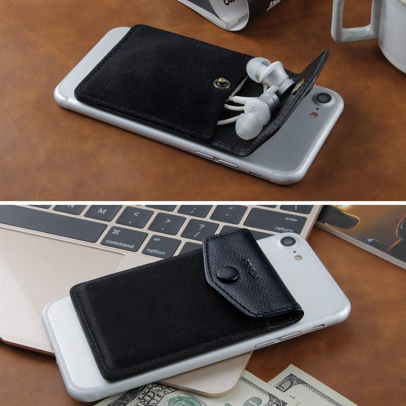 Billetera de cuero autoadhesiva FRIFUN para tarjetas - Negro