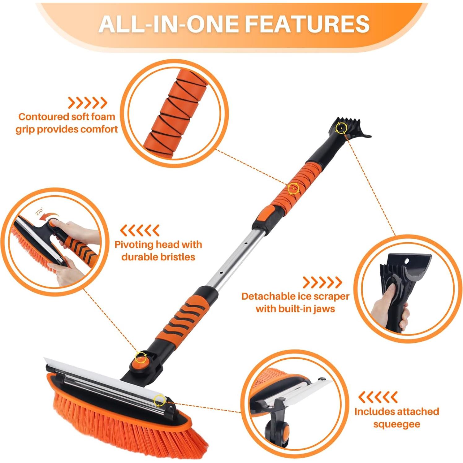 Cepillo de Nieve y Raspador de Hielo KeFanta 3 en 1 106.68 cm