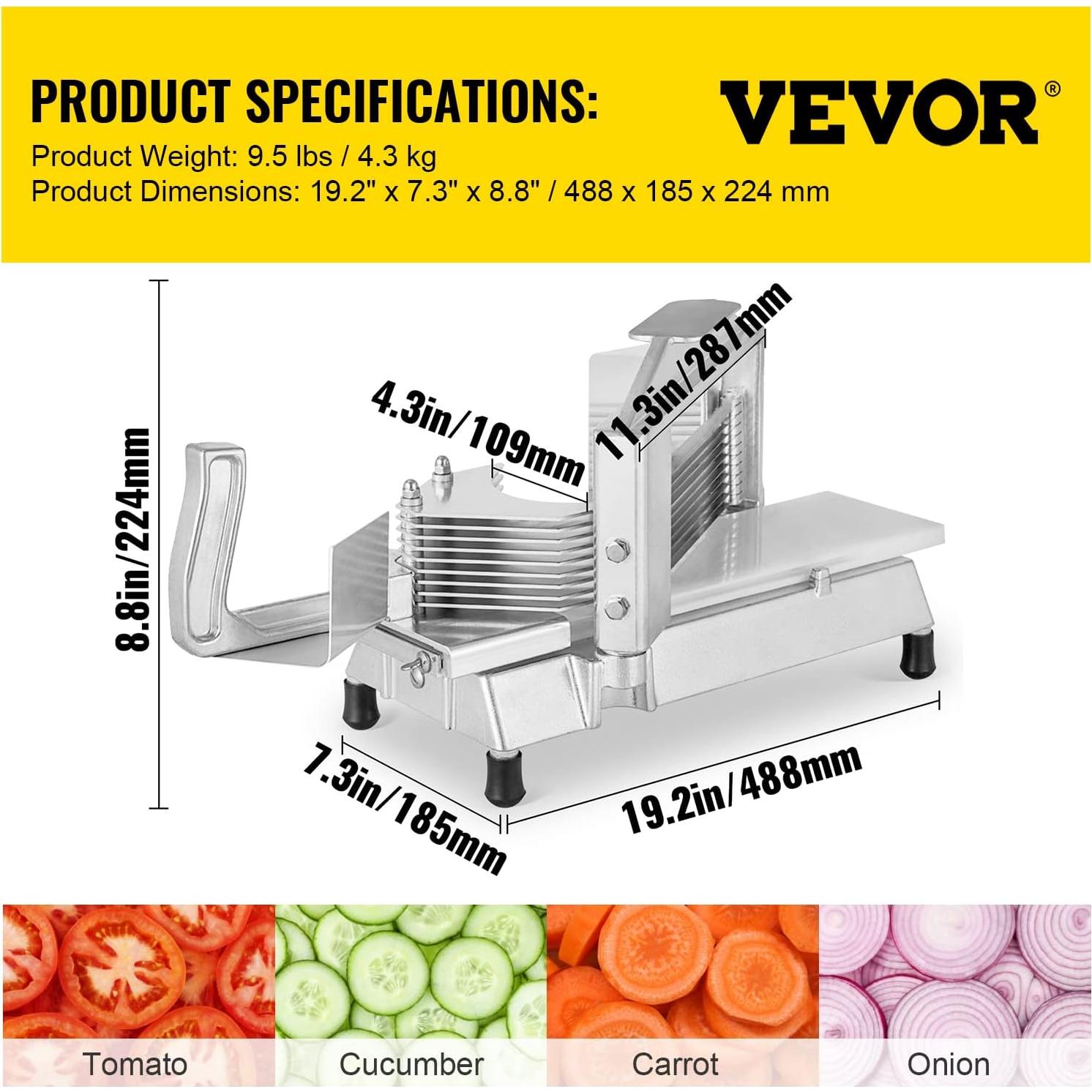 Cortador de Tomate Comercial Happybuy 1/4" con Tabla de Corte