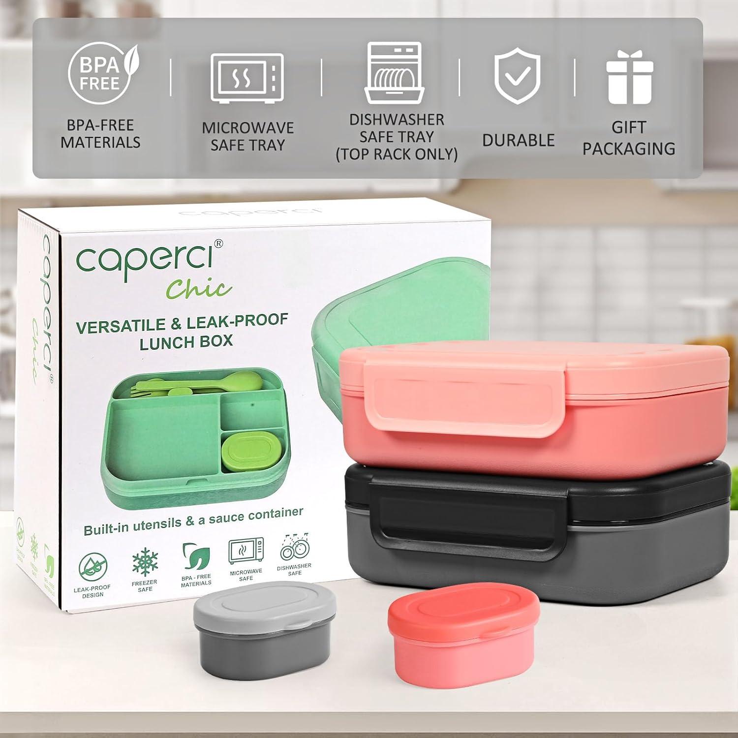 Caja de Almuerzo Bento Caperci 1.39L a Prueba de Fugas Negro