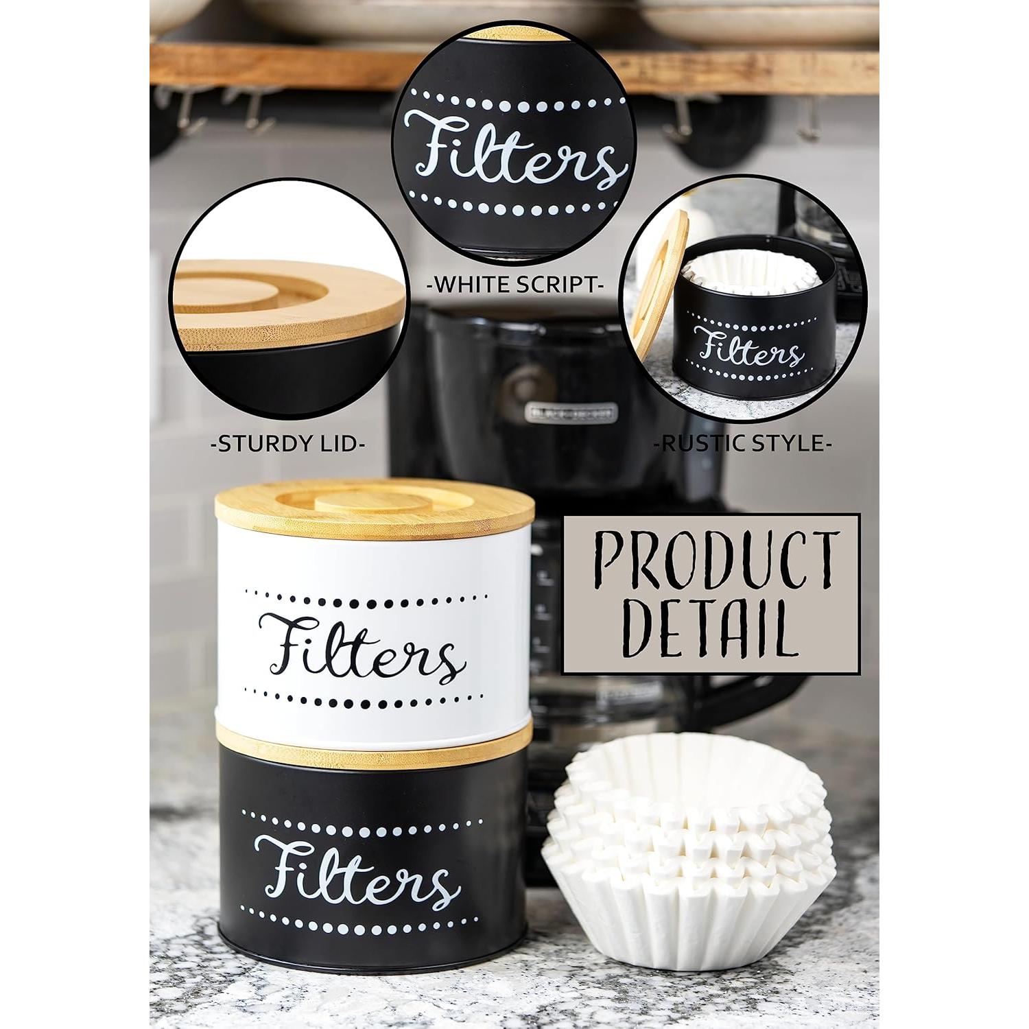 Soporte Organizador de Filtros de Café Metal con Tapa de Bambú