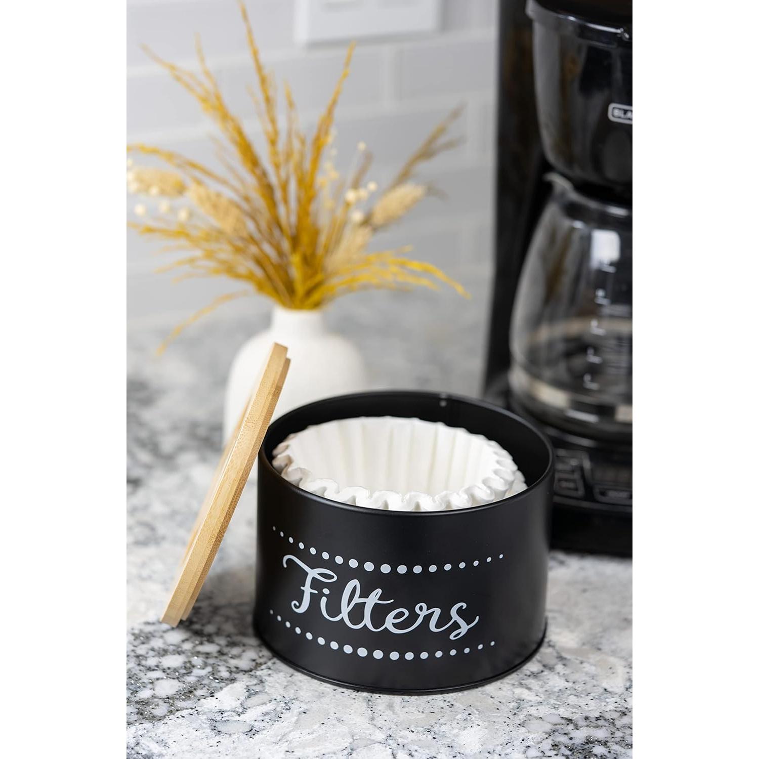 Soporte Organizador de Filtros de Café Metal con Tapa de Bambú