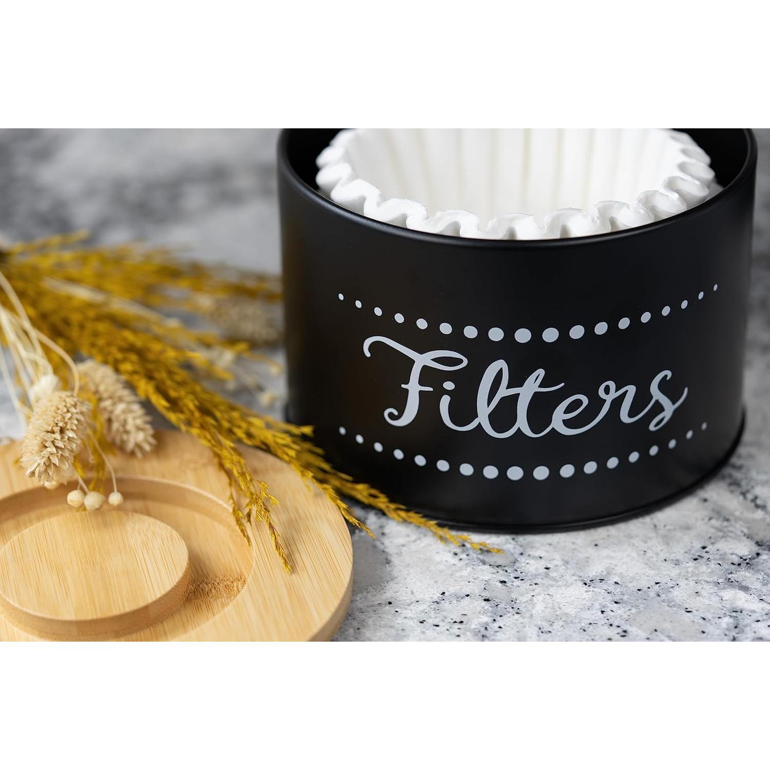 Soporte Organizador de Filtros de Café Metal con Tapa de Bambú