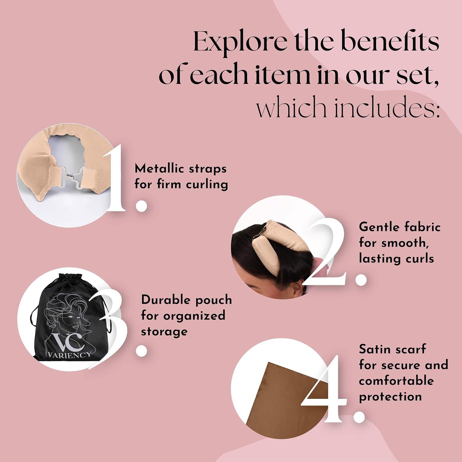 Rizadores Sin Calor VARIENCY 4 Piezas para Todos los Cabellos