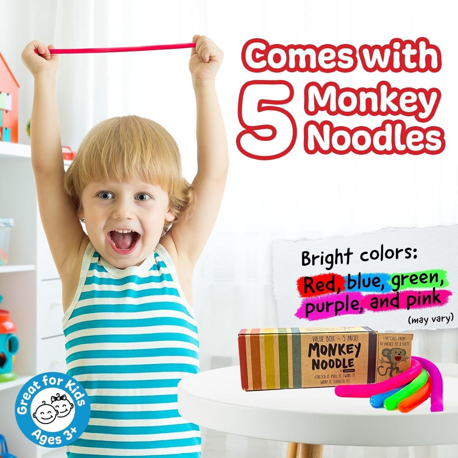 Monos Noodles Antiestrés Impresa 5 Piezas 243 cm Juguetes