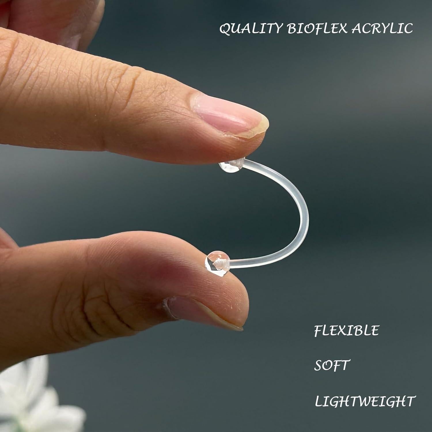 Set 60 Retenedores Transparentes Bioflex para Piercings