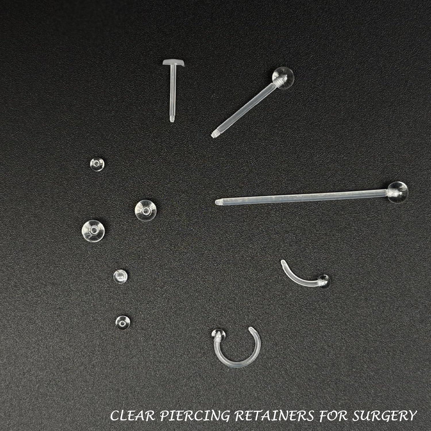 Set 60 Retenedores Transparentes Bioflex para Piercings