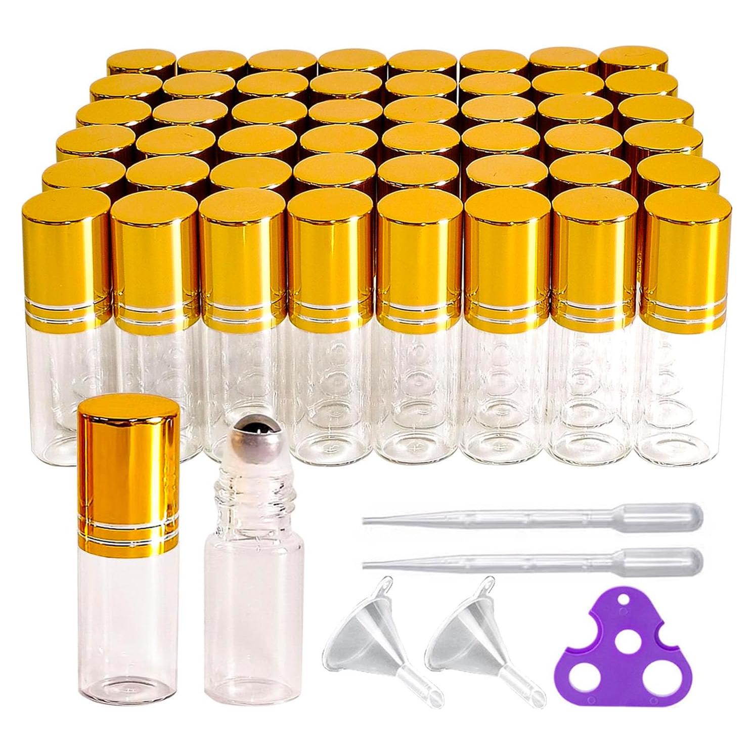 50 Botellas Roller de Vidrio 3ml PYAWI con Accesorios