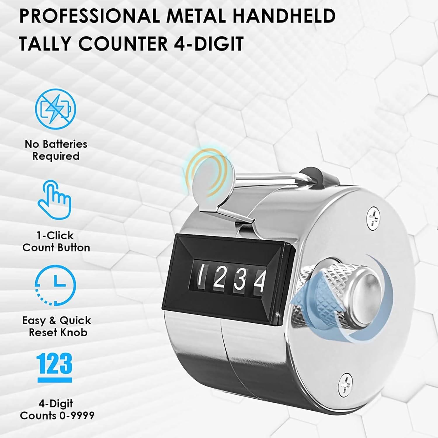 Contador Mecánico PHONEX - Clicker Manual 4 Dígitos Acero Inoxidable