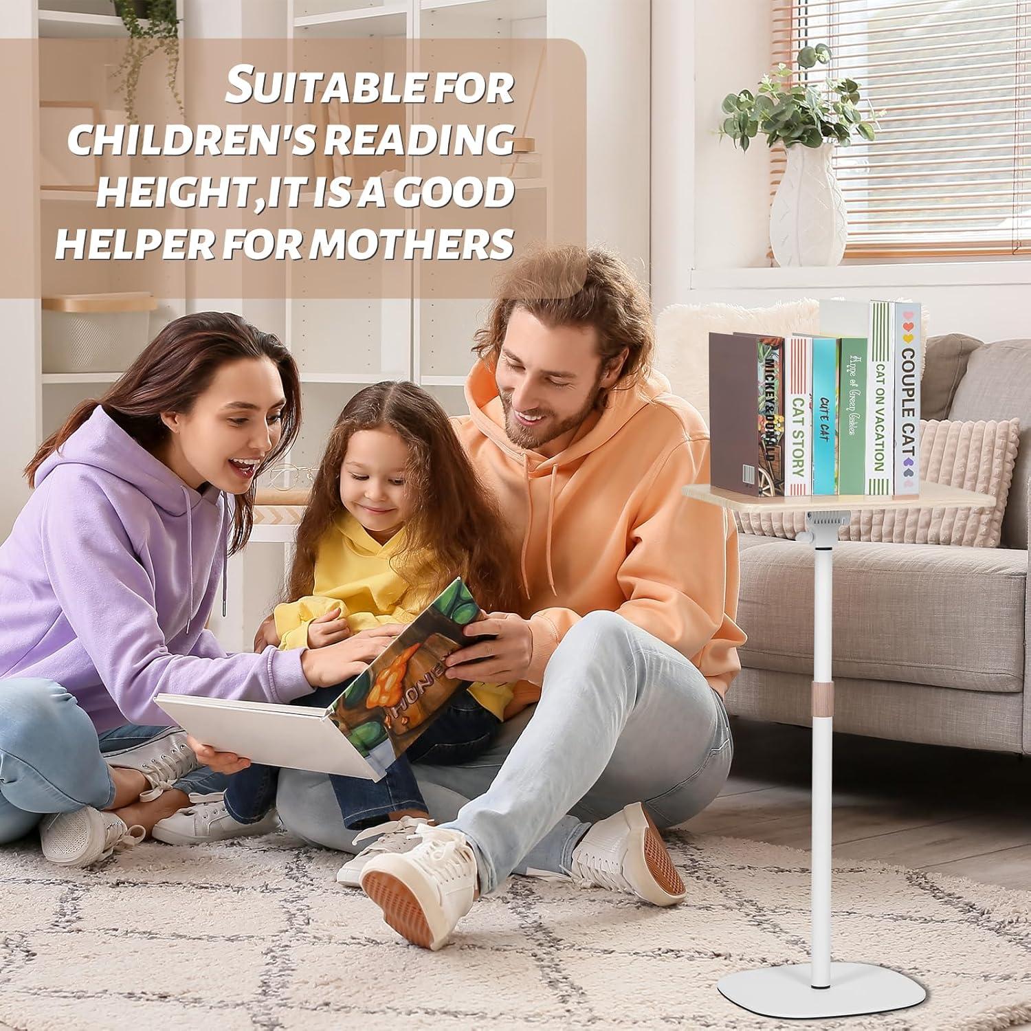 Standing Reading Stand, Adjustable Book Stand Height(9'to27.5') and Angle, Music Stand,for Laptops, Tablet Bibles, Recipes, Cooking, Books Wooden Display Rack,Stable Portable with Clip