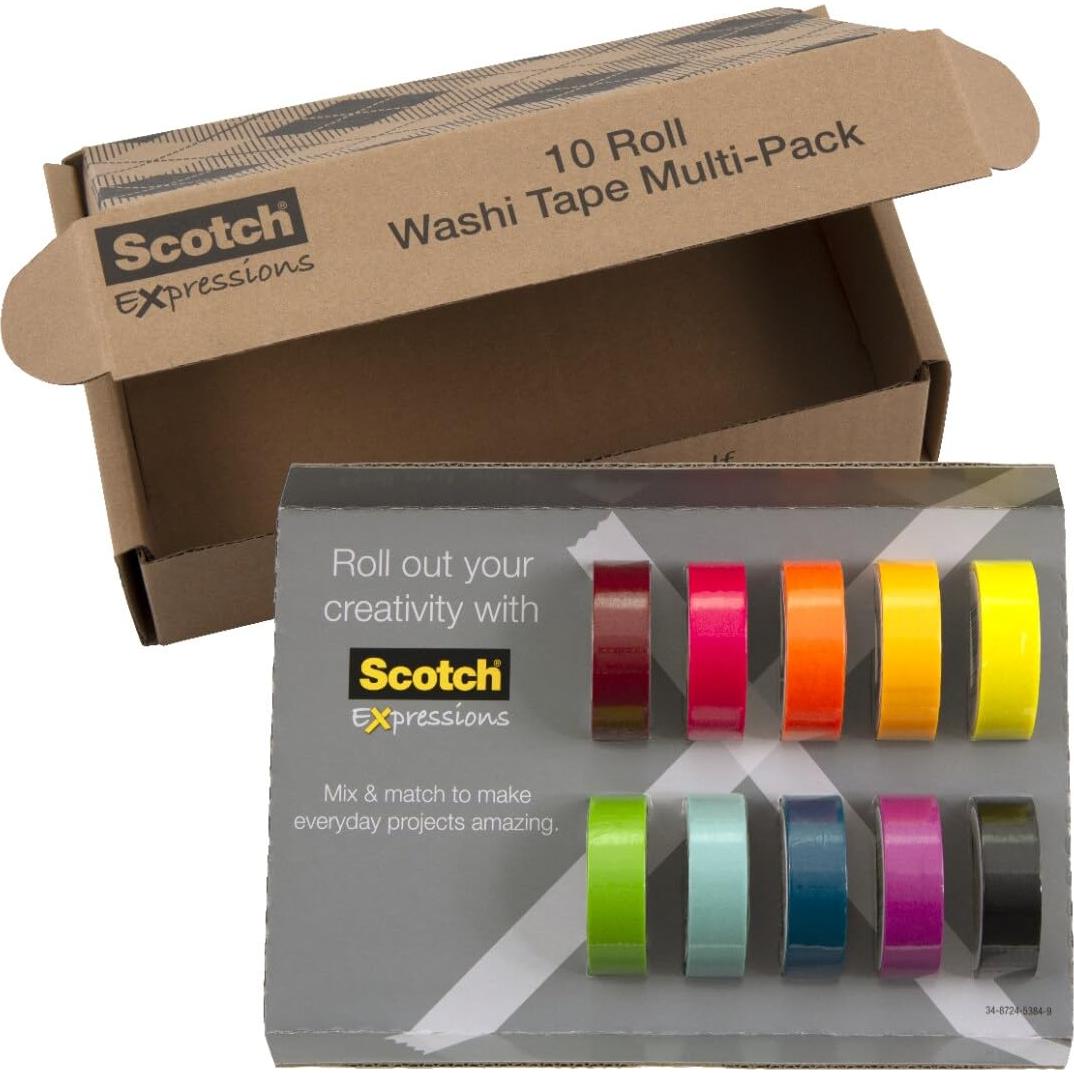 Cinta Washi Scotch 10 Rollos 25.7x15.6cm Manualidades