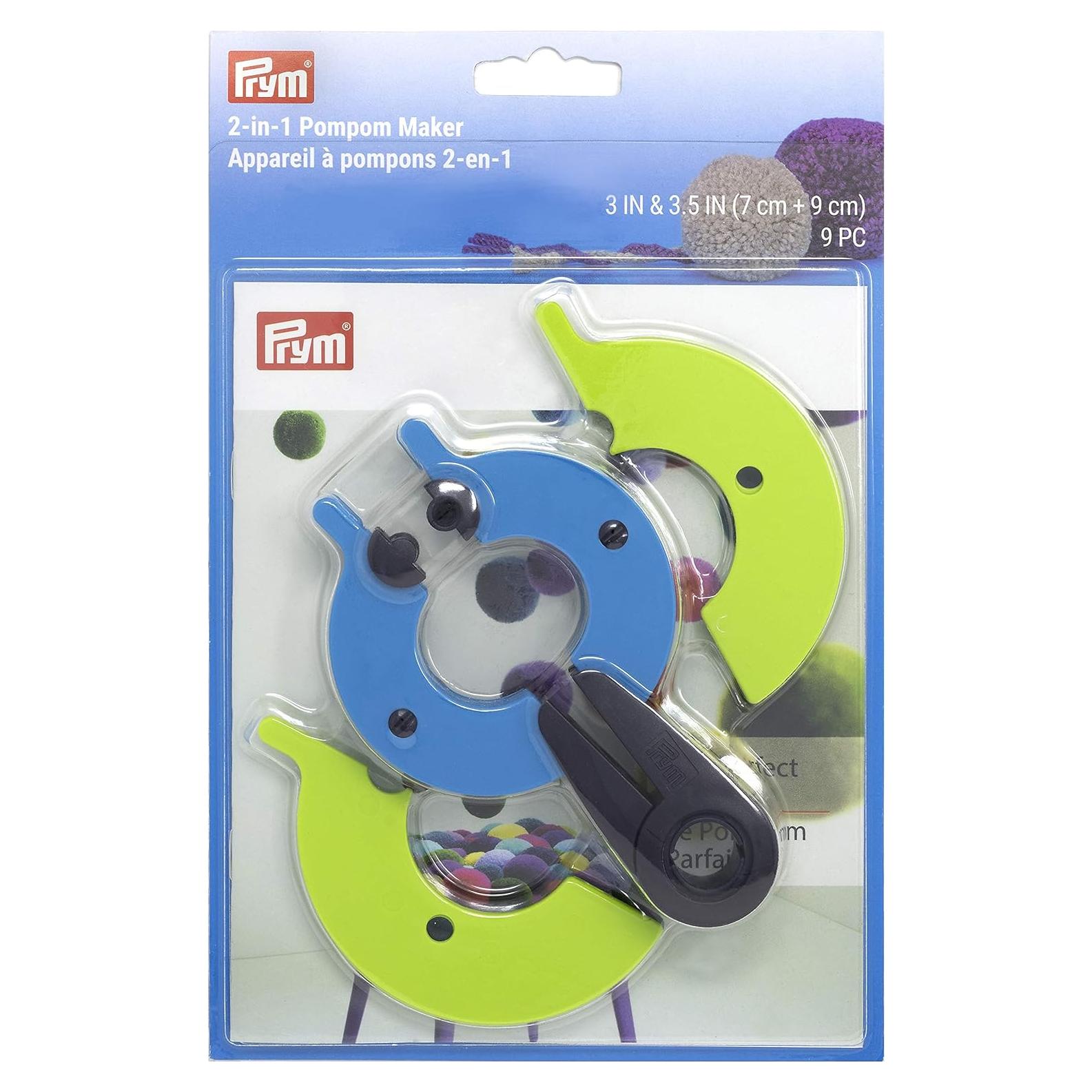 Hacedor de Pompones Prym 2-en-1 Morado y Azul 3 y 3.5 Pulgadas