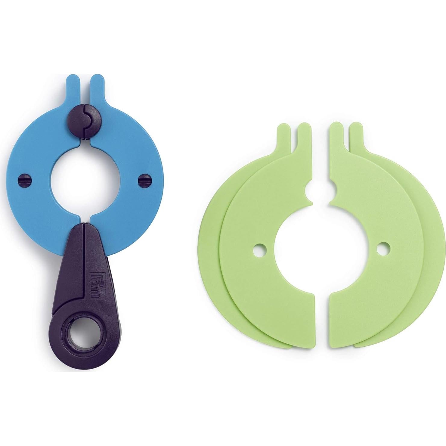 Hacedor de Pompones Prym 2-en-1 Morado y Azul 3 y 3.5 Pulgadas