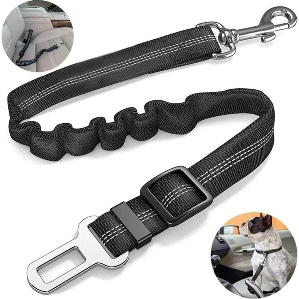Cinturón de Seguridad Ajustable para Perros PETSPLAZA Negro