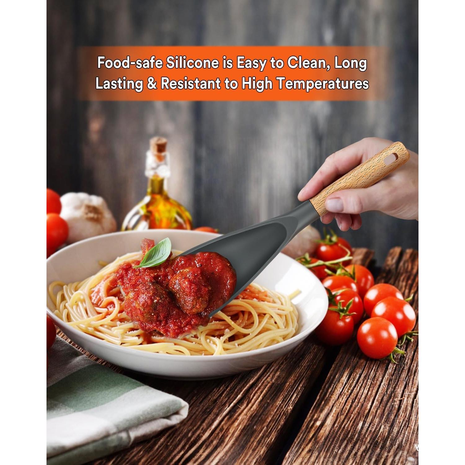 Cuchara de Cocina de Silicona Badiano 29 cm Gris - 2 Piezas