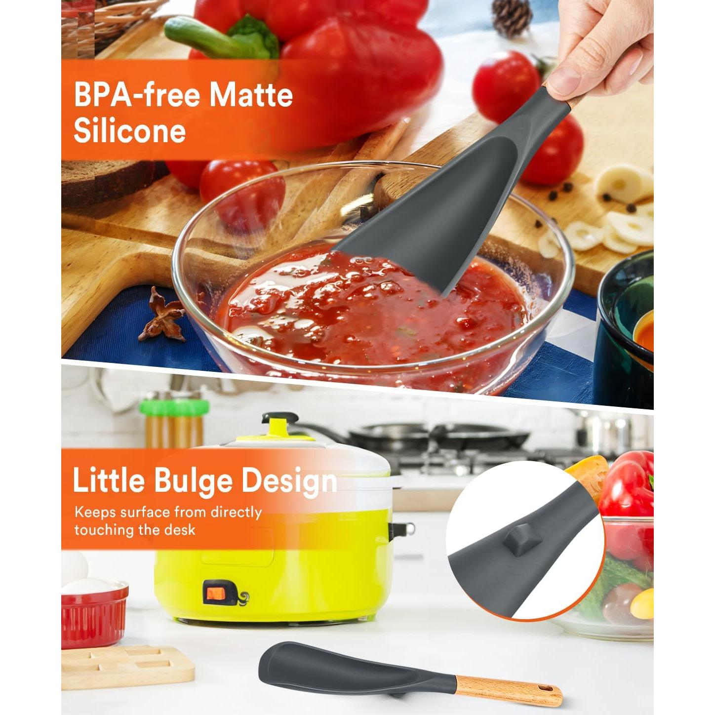 Cuchara de Cocina de Silicona Badiano 29 cm Gris - 2 Piezas