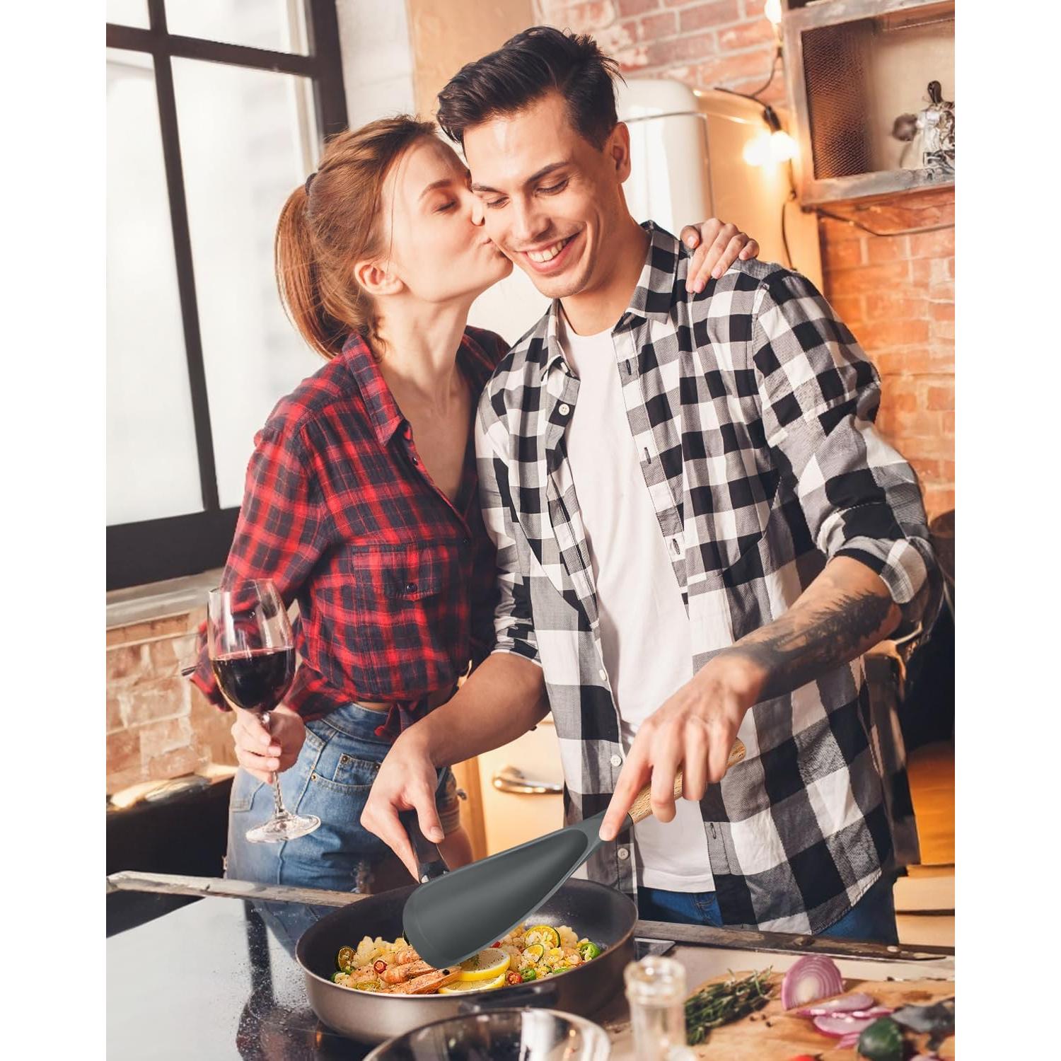 Cuchara de Cocina de Silicona Badiano 29 cm Gris - 2 Piezas