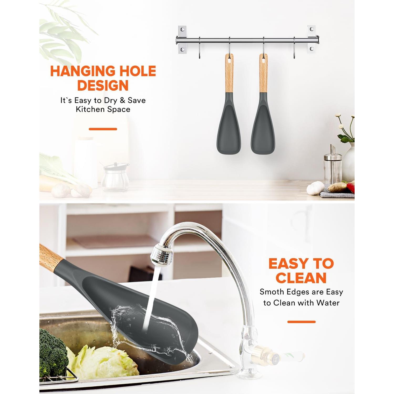 Cuchara de Cocina de Silicona Badiano 29 cm Gris - 2 Piezas