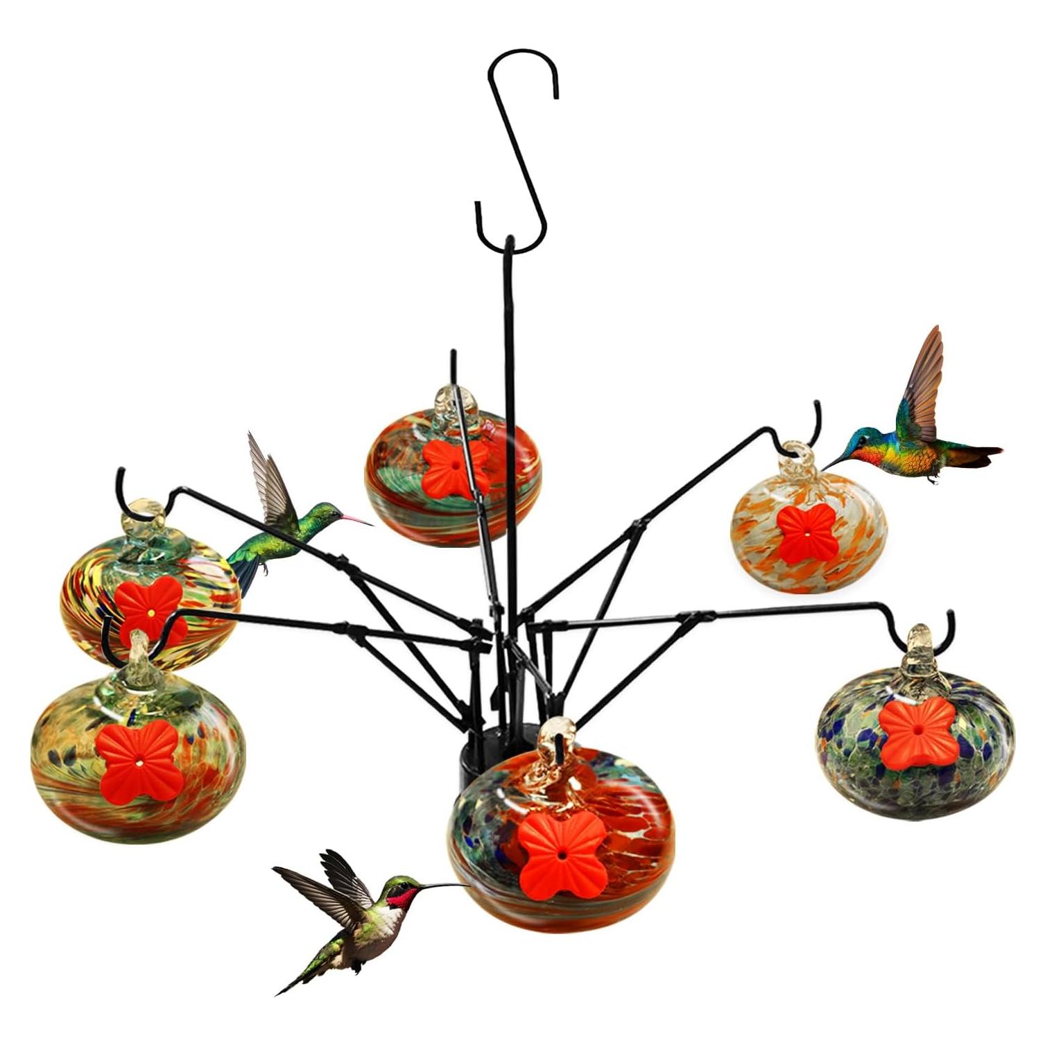 Alimentador de Colibríes LXliangxin de Vidrio Soplado 6 Bolas