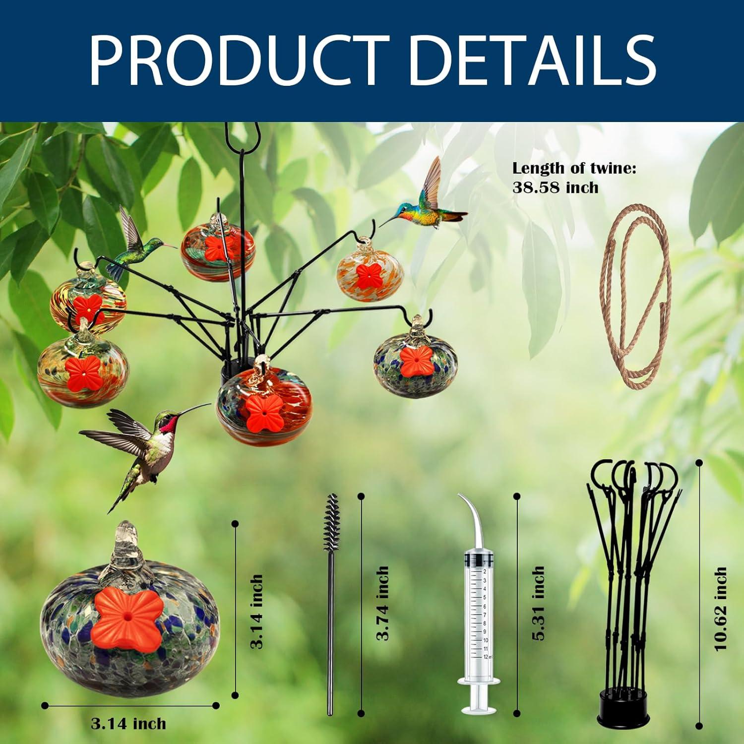 Alimentador de Colibríes LXliangxin de Vidrio Soplado 6 Bolas