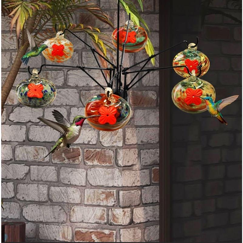 Alimentador de Colibríes LXliangxin de Vidrio Soplado 6 Bolas