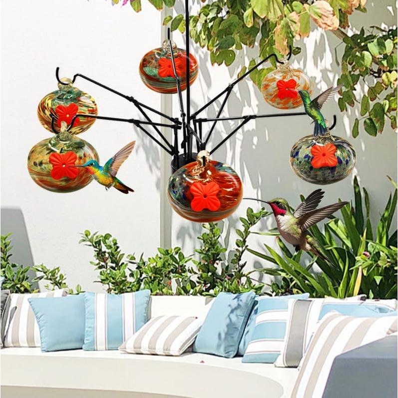 Alimentador de Colibríes LXliangxin de Vidrio Soplado 6 Bolas