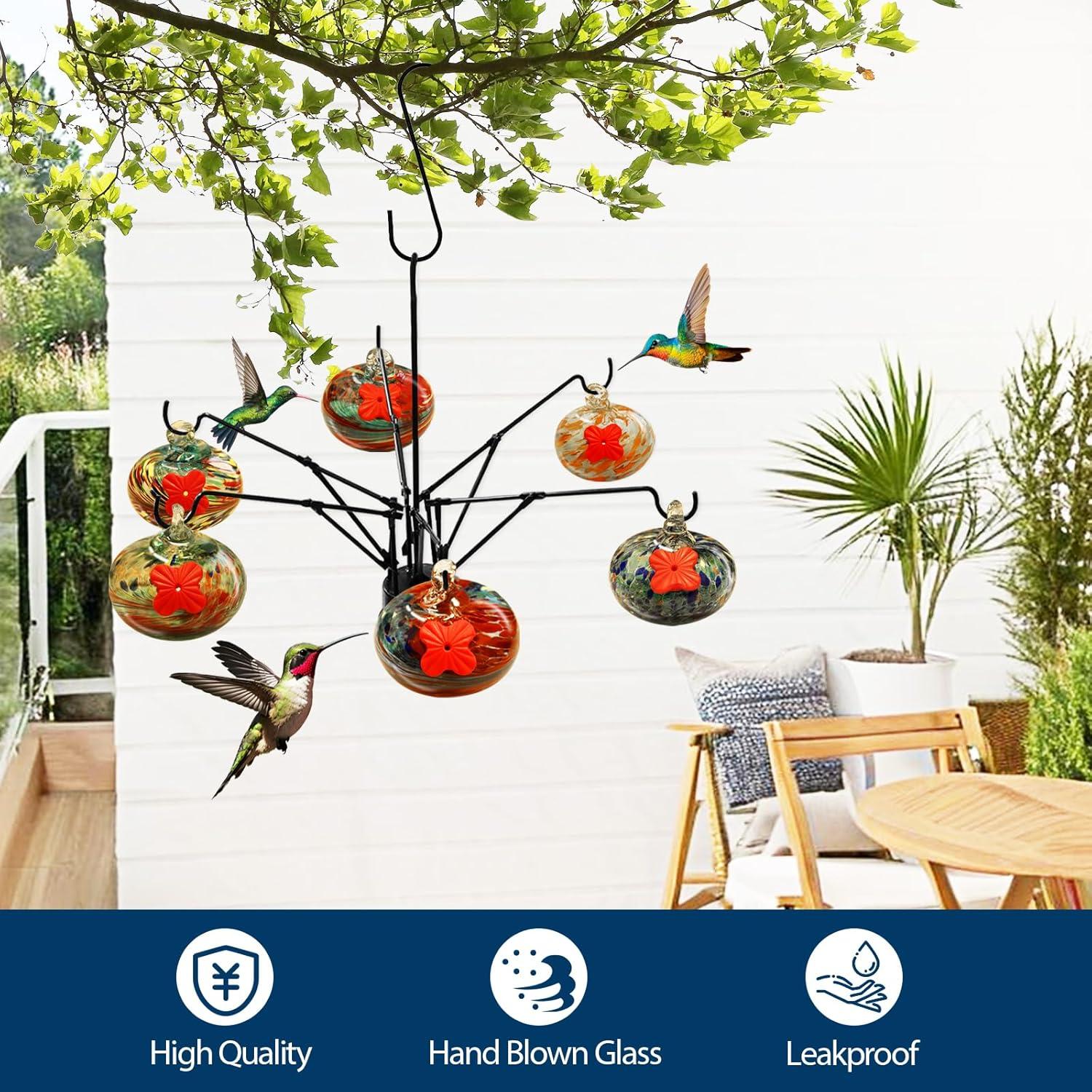 Alimentador de Colibríes LXliangxin de Vidrio Soplado 6 Bolas