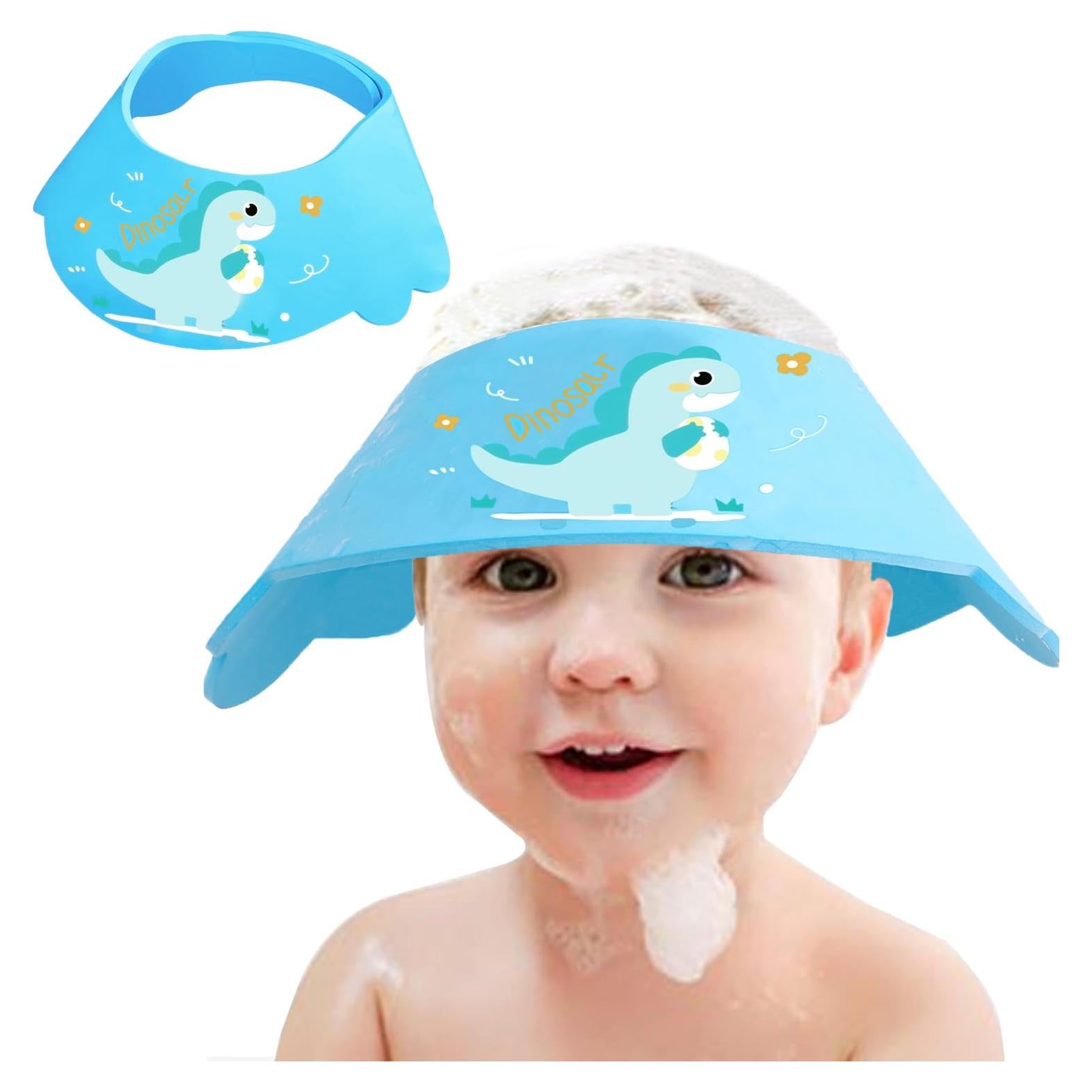 Gorro de Ducha para Bebé HOOYEE Dinosaurio Azul Ajustable