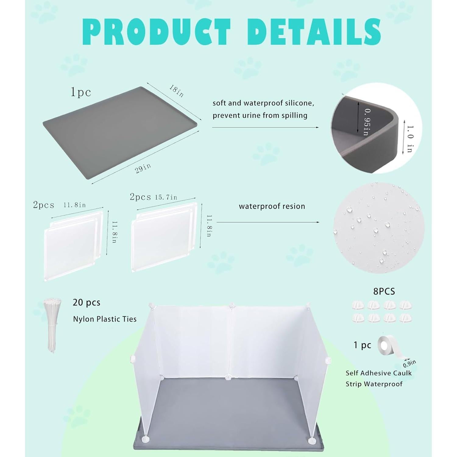 Caja de Arena para Perros Bencacawinstyle con Protector 73.66x45.72cm