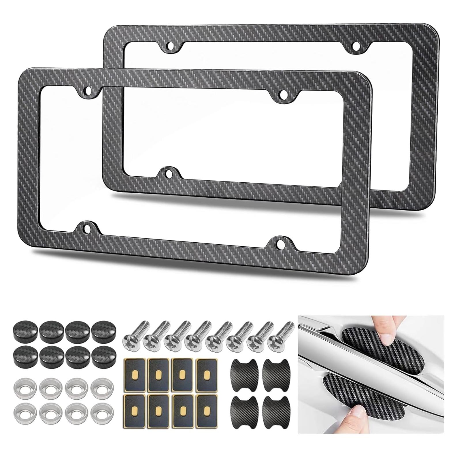 Marco de Placa de Licencia Fibra de Carbono FBJTDQ - Paquete de 2