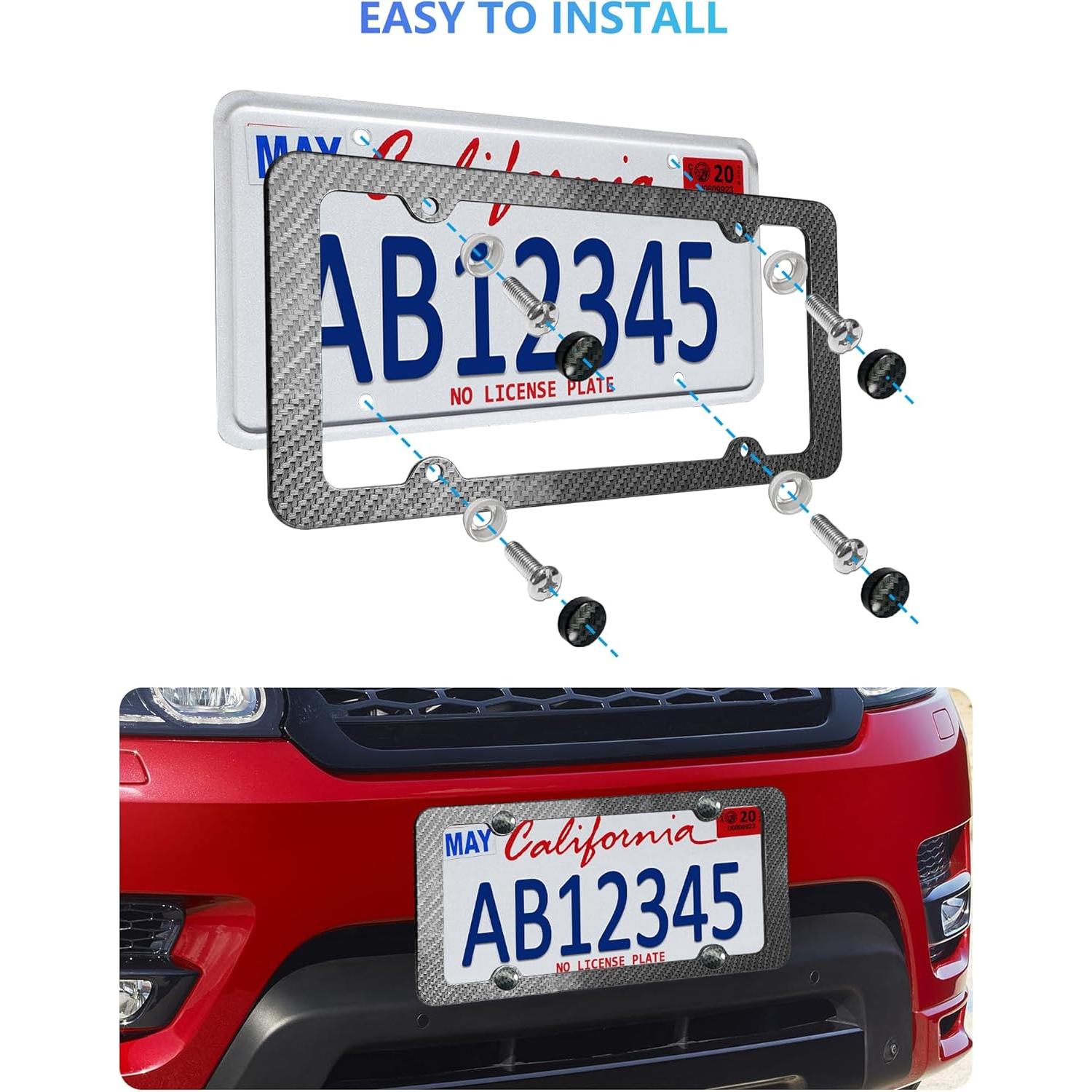 Marco de Placa de Licencia Fibra de Carbono FBJTDQ - Paquete de 2