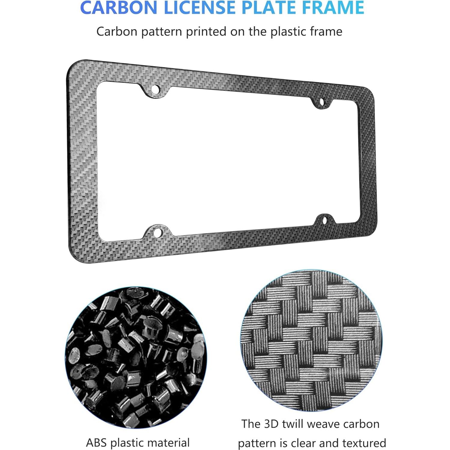 Marco de Placa de Licencia Fibra de Carbono FBJTDQ - Paquete de 2