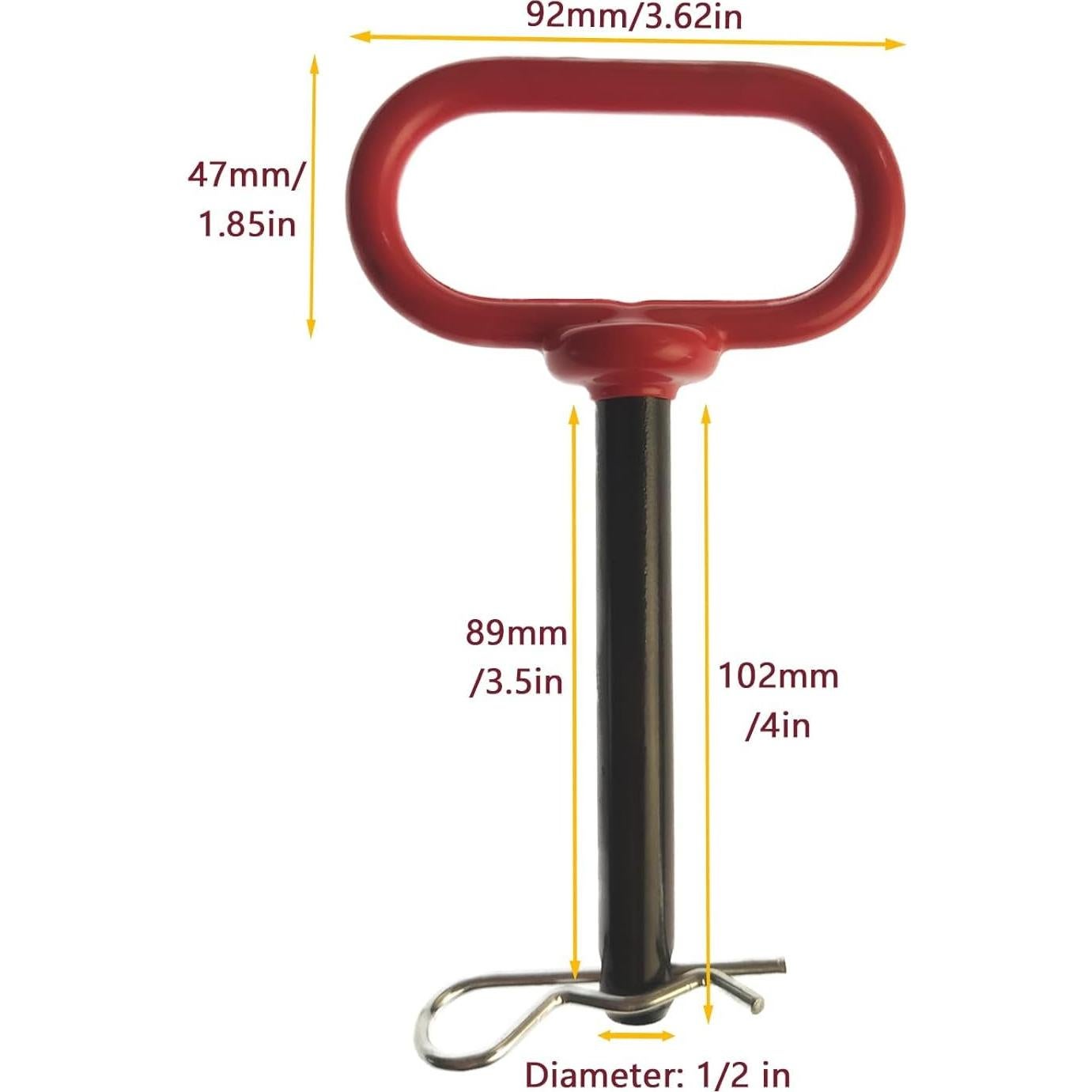 Pasador de Enganche Clevis Joyangy 1/2" x 10.16 cm Metal Rojo