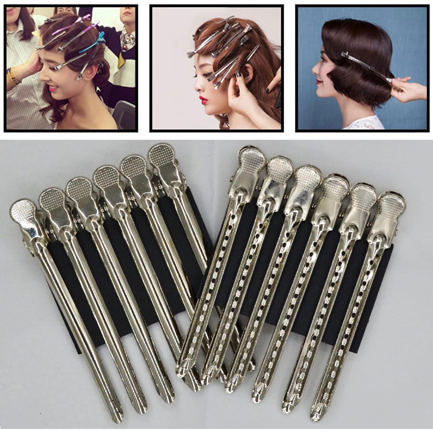 12 Clips de Pelo Metal Duckbill KACYDI 9.5cm Antideslizantes