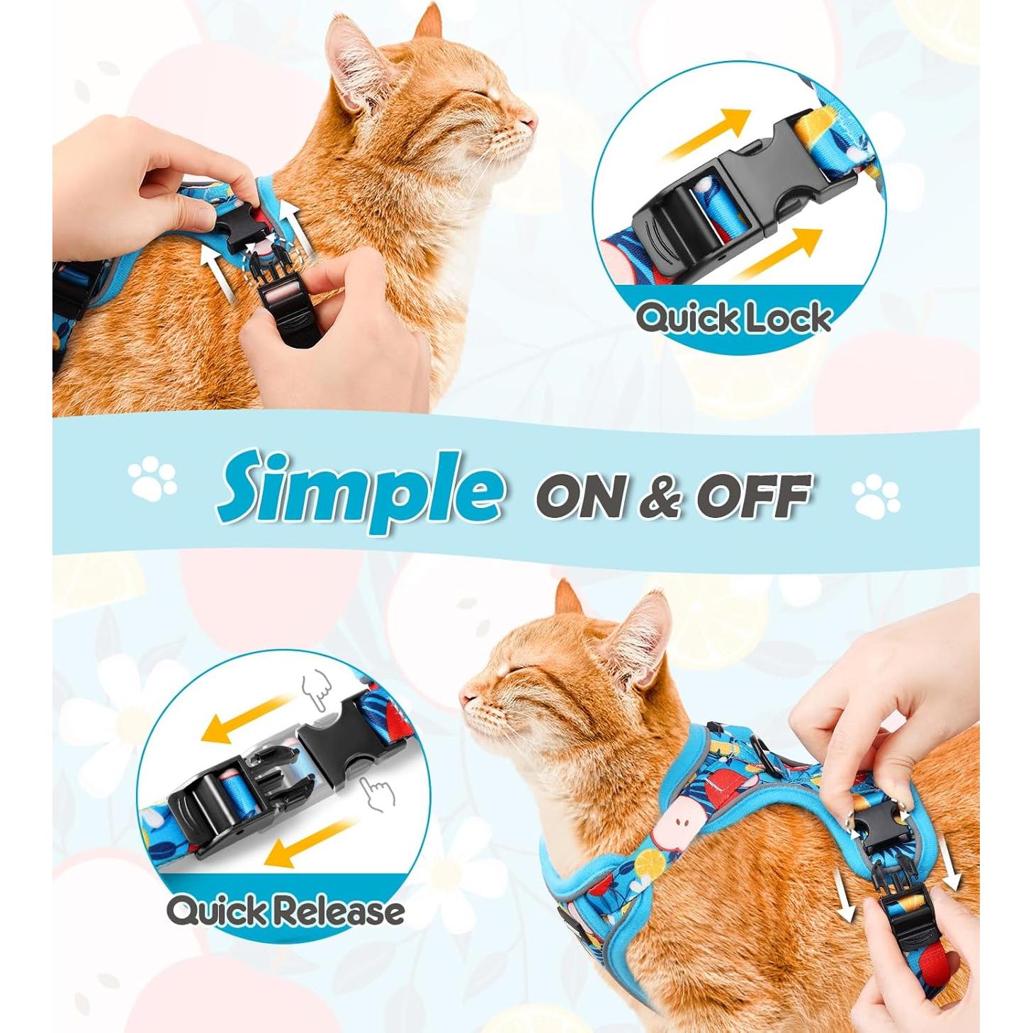 Conjunto Arnés y Correa Halypet XS Floral Azul para Gato