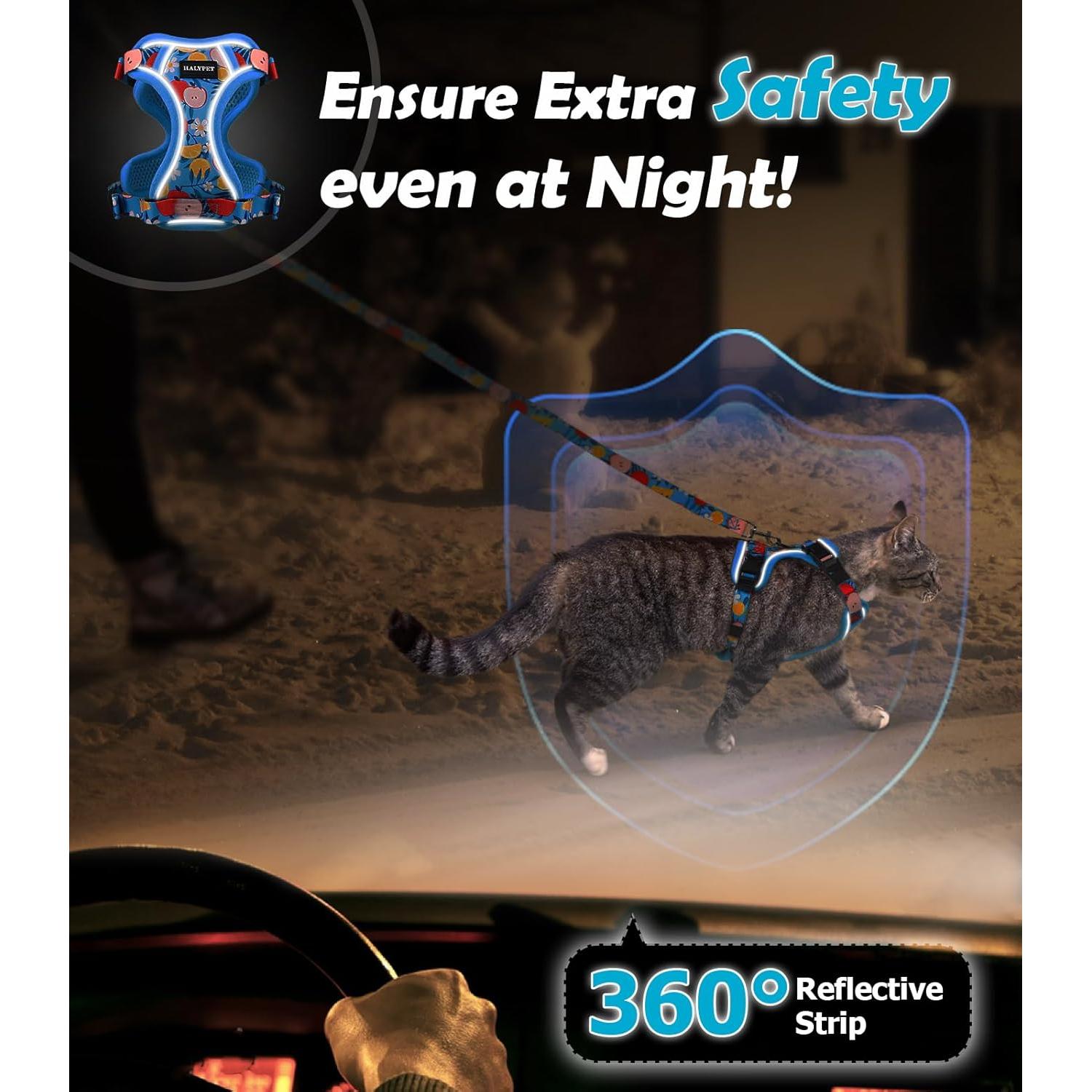 Conjunto Arnés y Correa Halypet XS Floral Azul para Gato