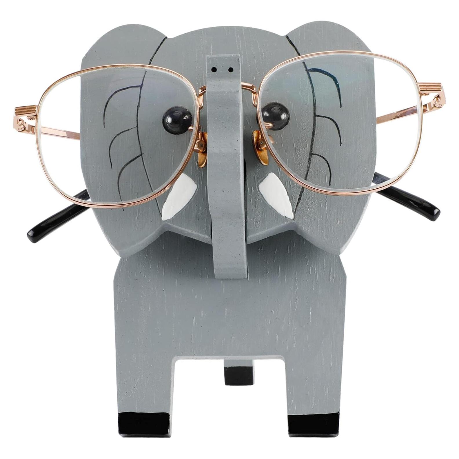 Soporte de Gafas de Madera Elefante Creativo 10x9.4x15cm