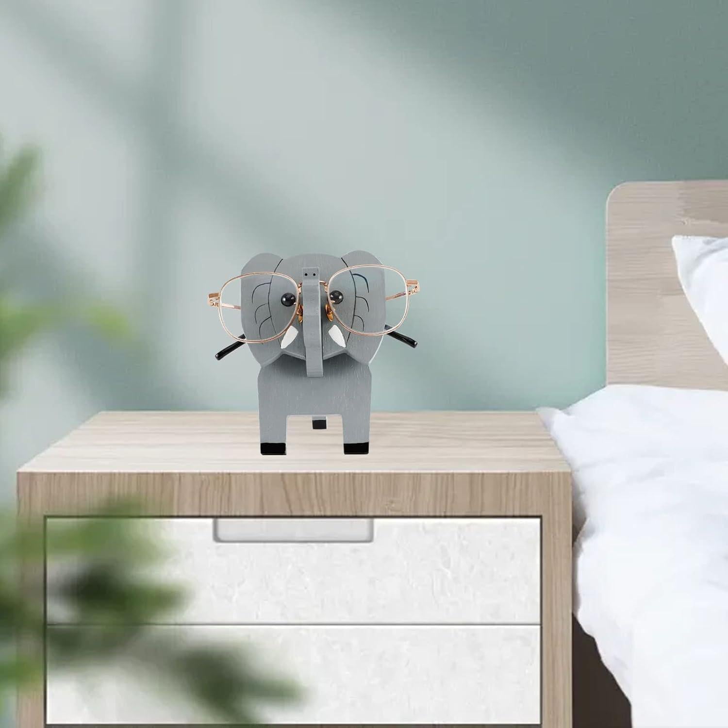 Soporte de Gafas de Madera Elefante Creativo 10x9.4x15cm