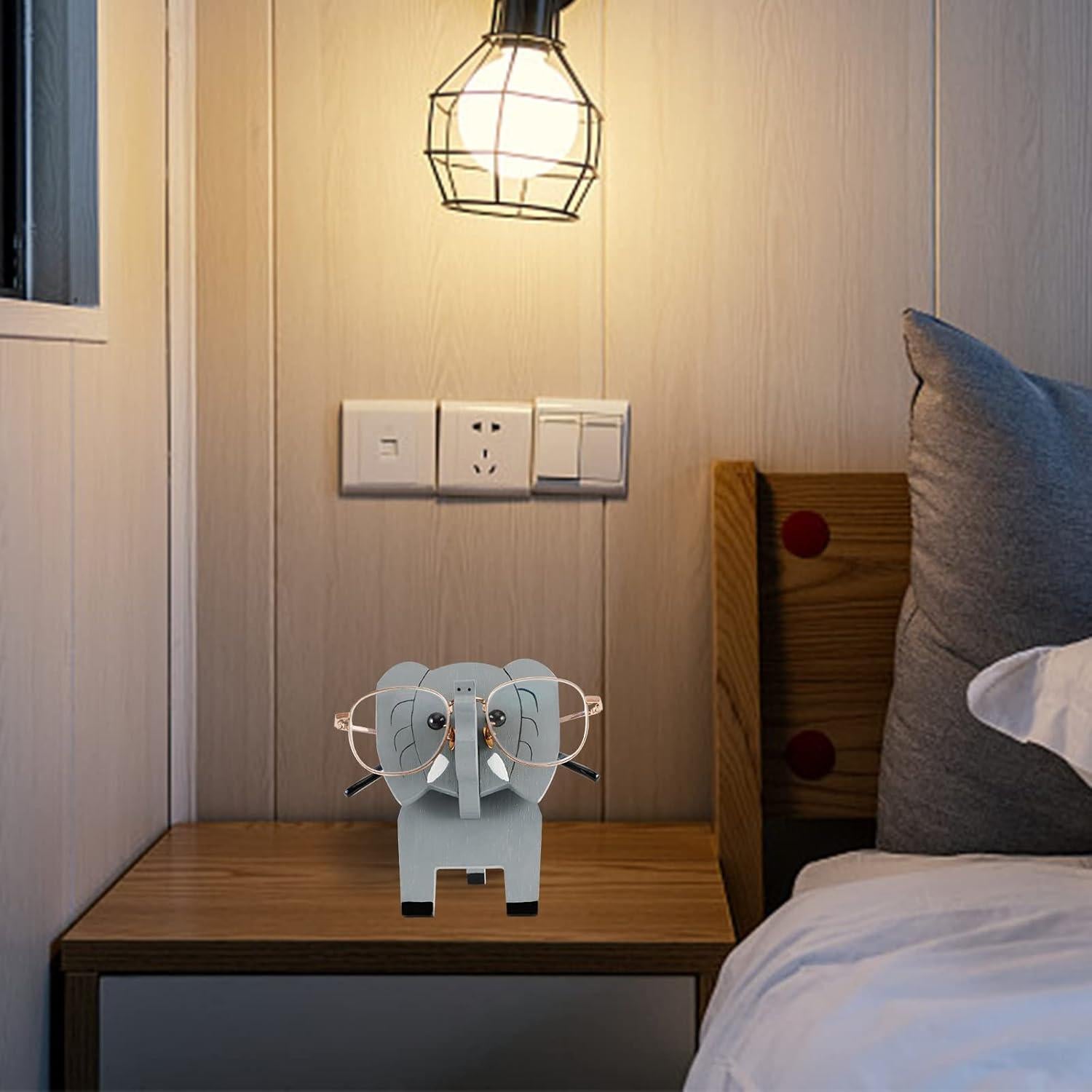 Soporte de Gafas de Madera Elefante Creativo 10x9.4x15cm