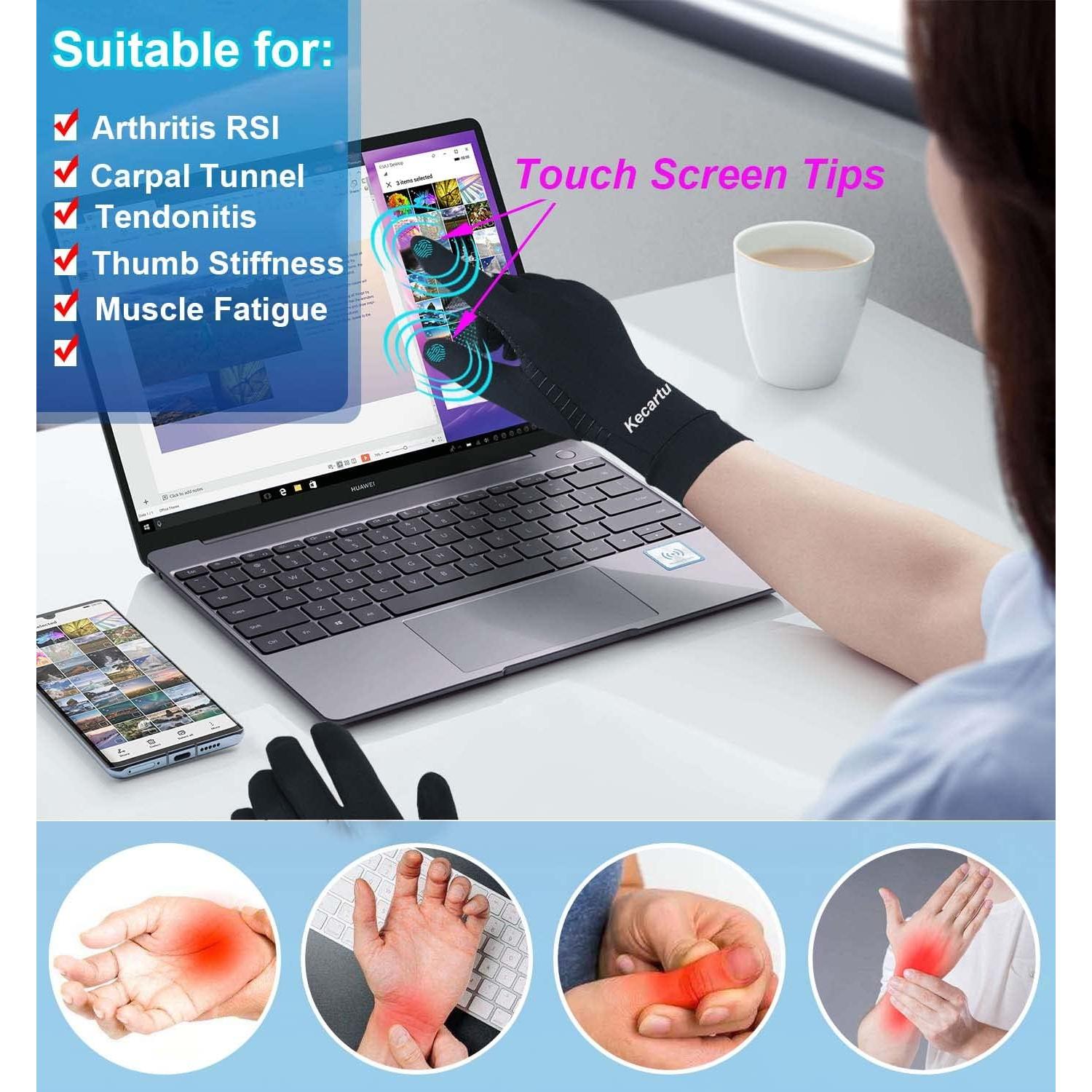 Guantes de Artritis de Cobre Kecartu - Compresión Dedos Completos