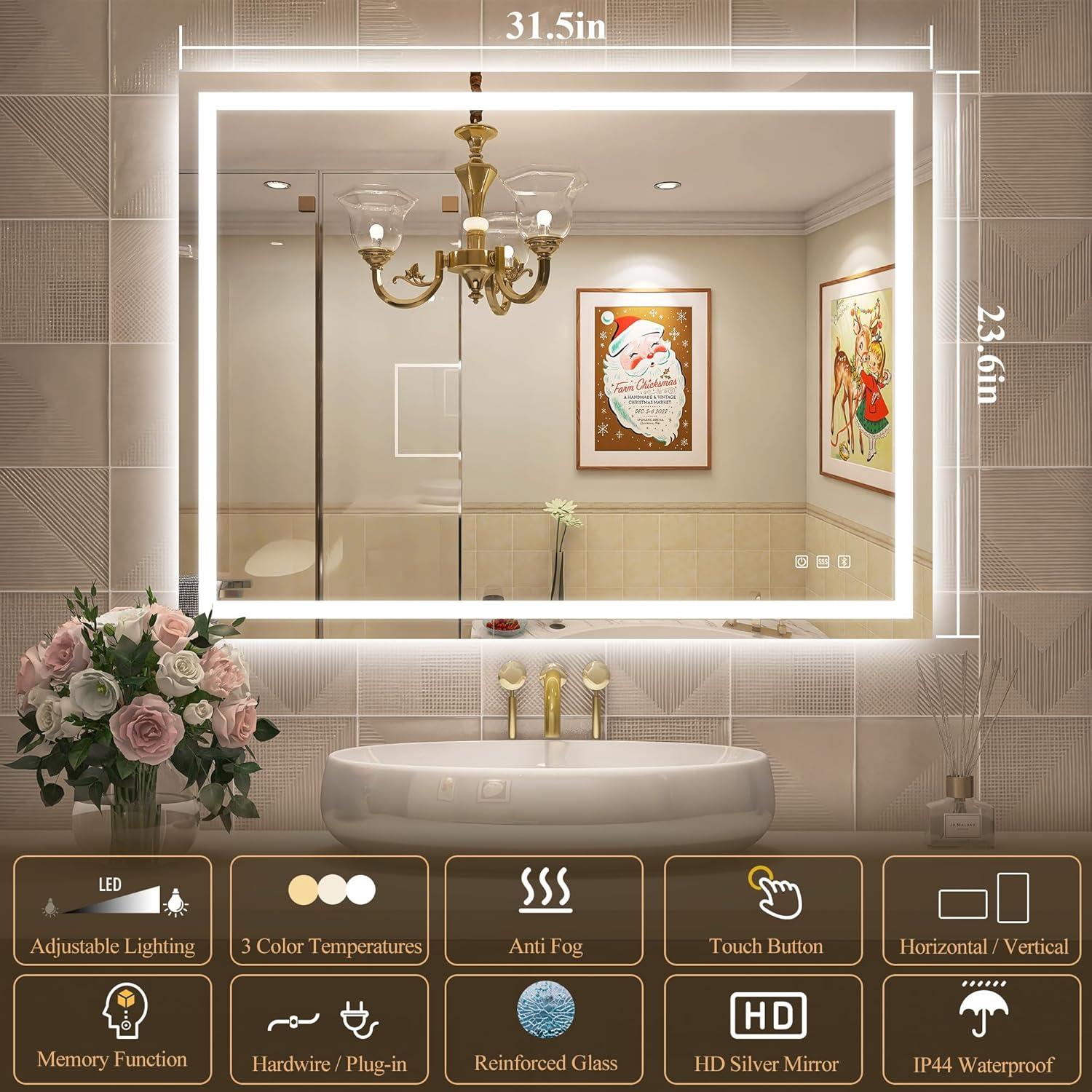 Espejo de Baño LED S'bagno M3015 81x61cm Bluetooth Regulable