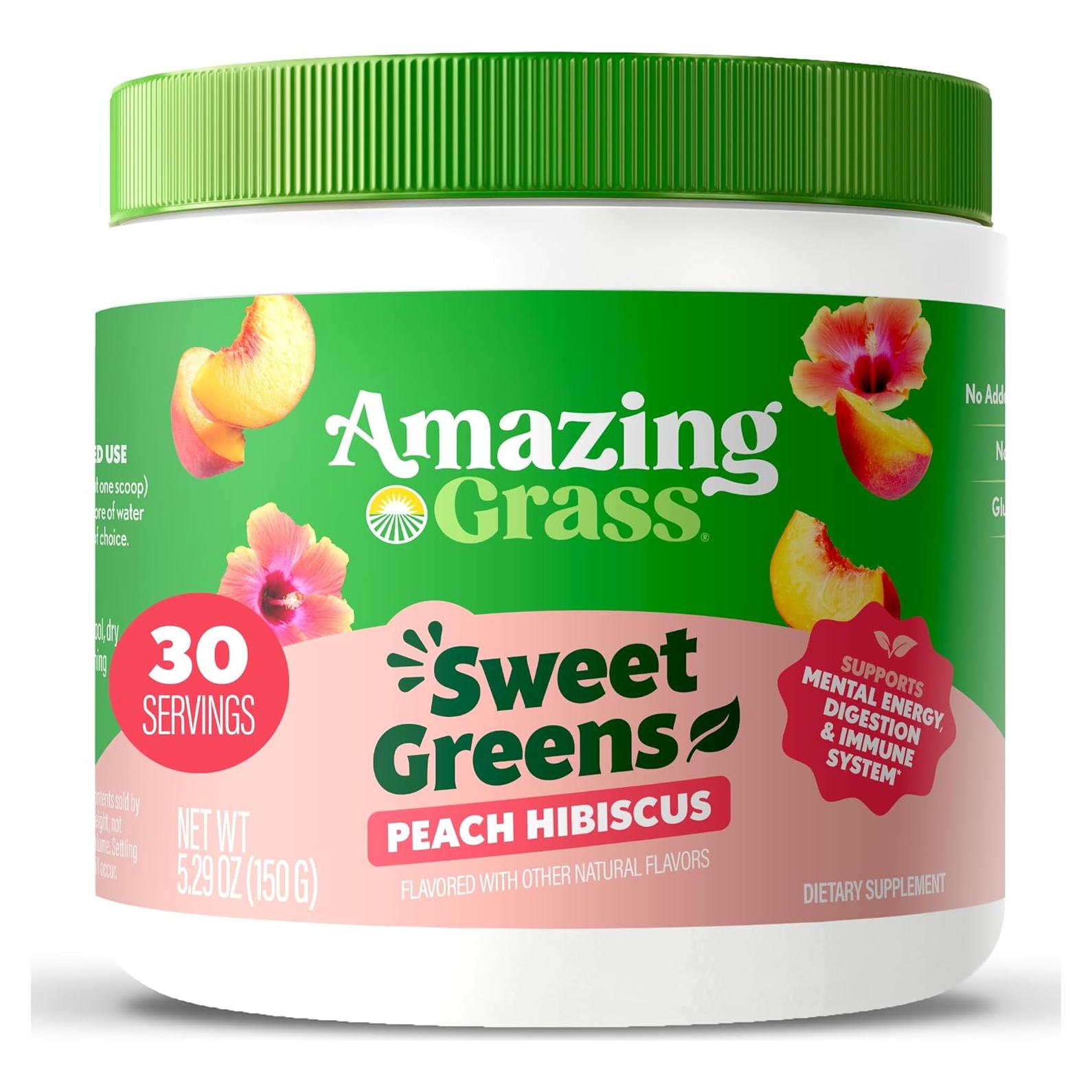 Polvo de Verduras Amazing Grass Sweet Greens Durazno Hibisco 30 Porciones