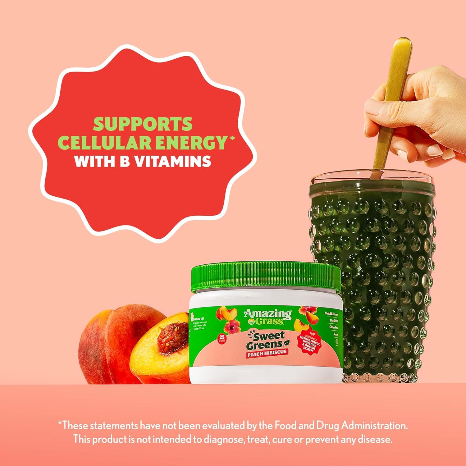 Polvo de Verduras Amazing Grass Sweet Greens Durazno Hibisco 30 Porciones