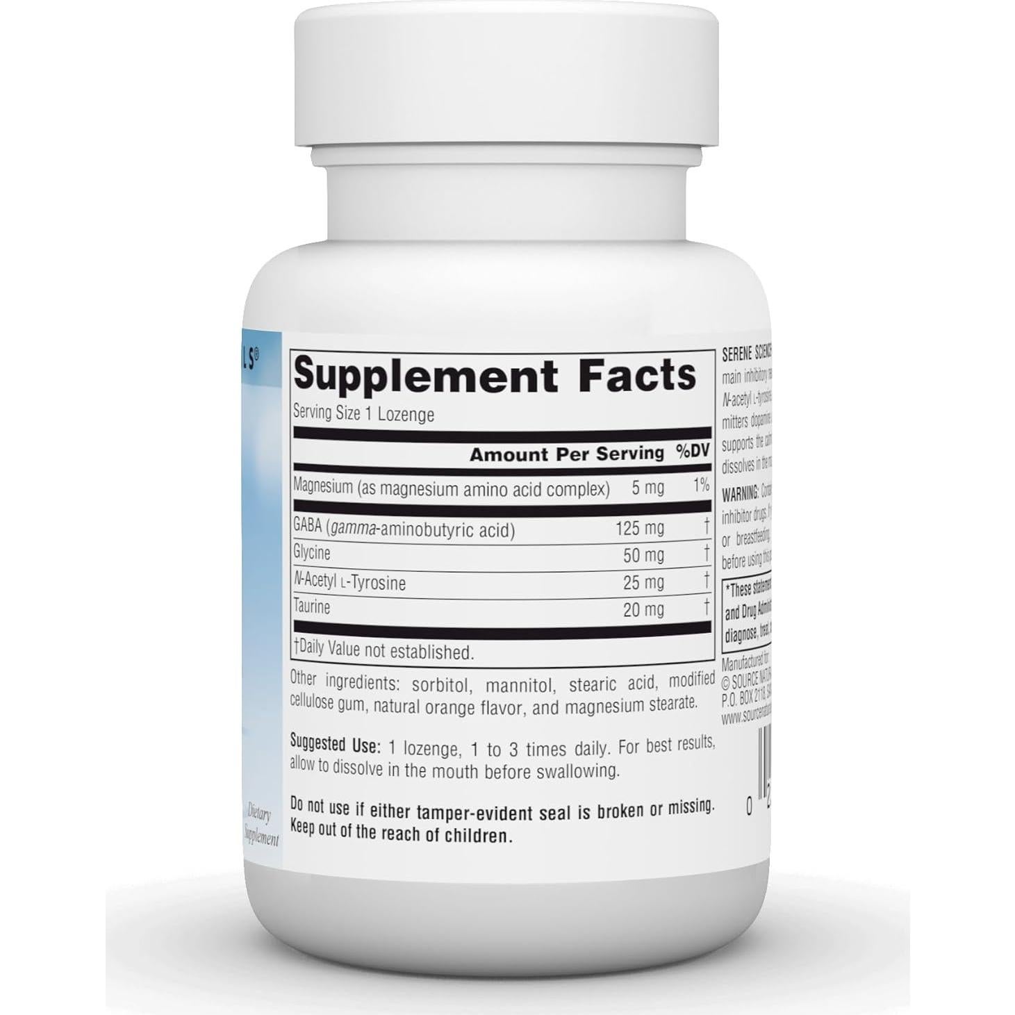 Suplemento GABA Calm Source Naturals 125 mg Naranja 30 Tablet