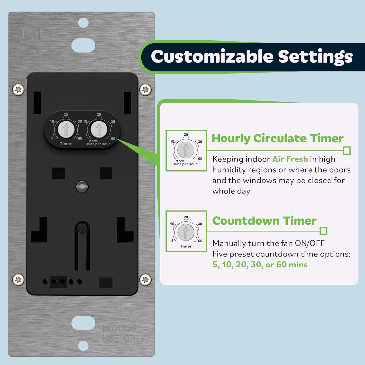 Interruptor Temporizador de Aire TOPGREENER TDTS5-BR Marrón