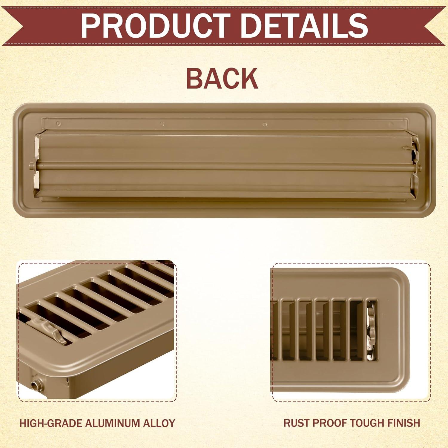 Cubiertas de Ventilación de Piso Metalicas Tandefio 2 Pcs 2x30 cm