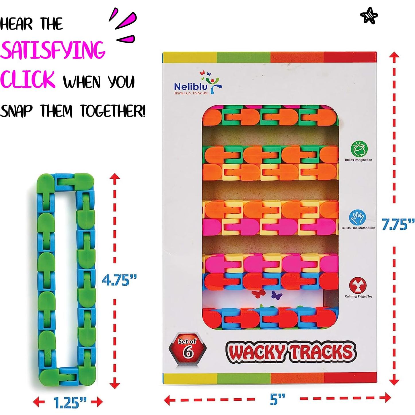 Juguetes Antiestrés Neliblu Wacky Tracks Paquete de 6