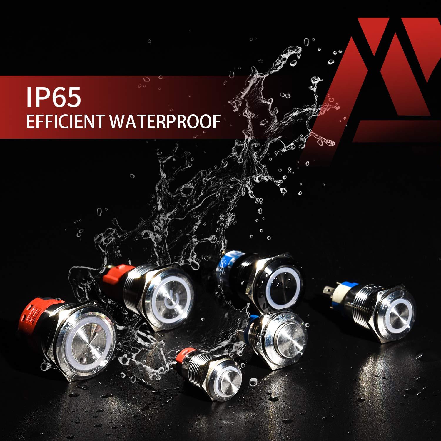 Interruptor de Botón Momentáneo APIELE 12mm LED IP65