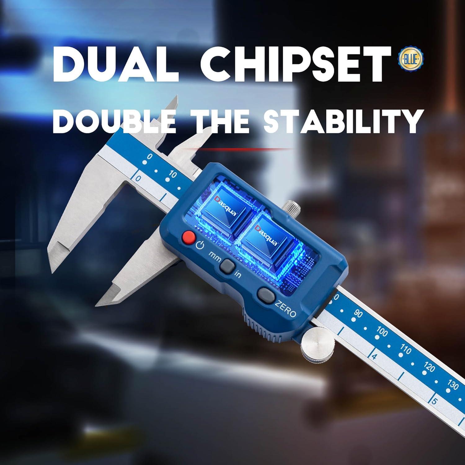 Calibrador Digital Dasqua 150mm, Acero Inoxidable, Pantalla LCD
